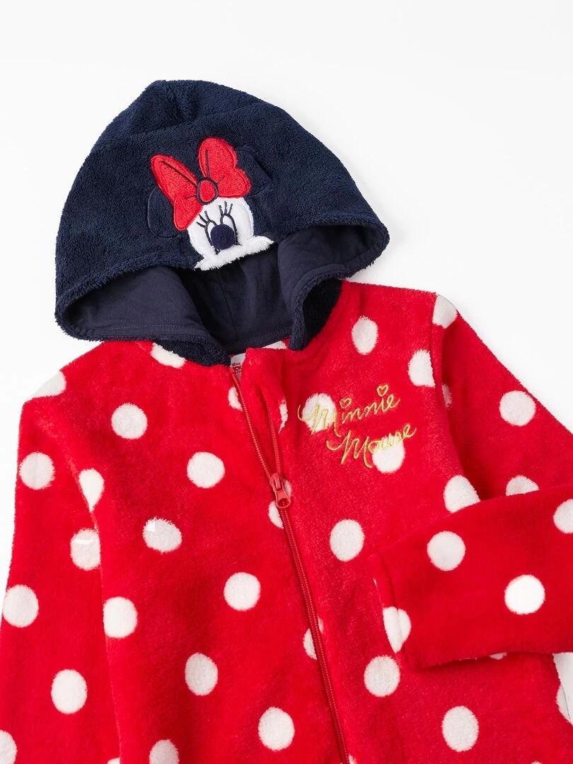 Pyjama Grenouillère en polaire à pois pour fille 'Minnie'   MINNIE   Rouge