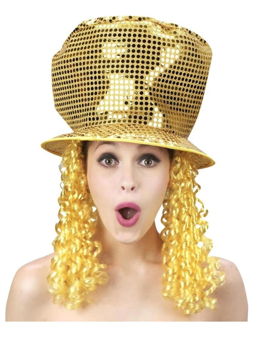 Chapeau Disco avec cheveux Doré/or