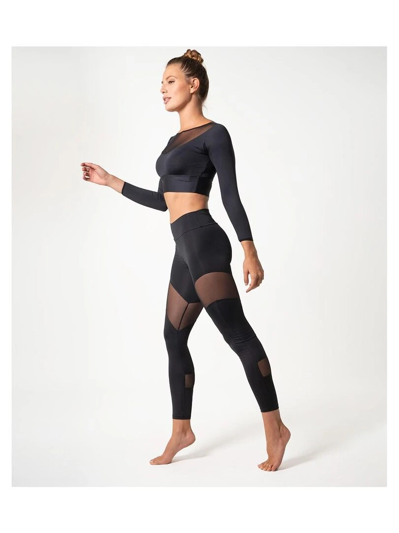 Legging Femme Fitness Taille haute  Chipre   Noir Noir