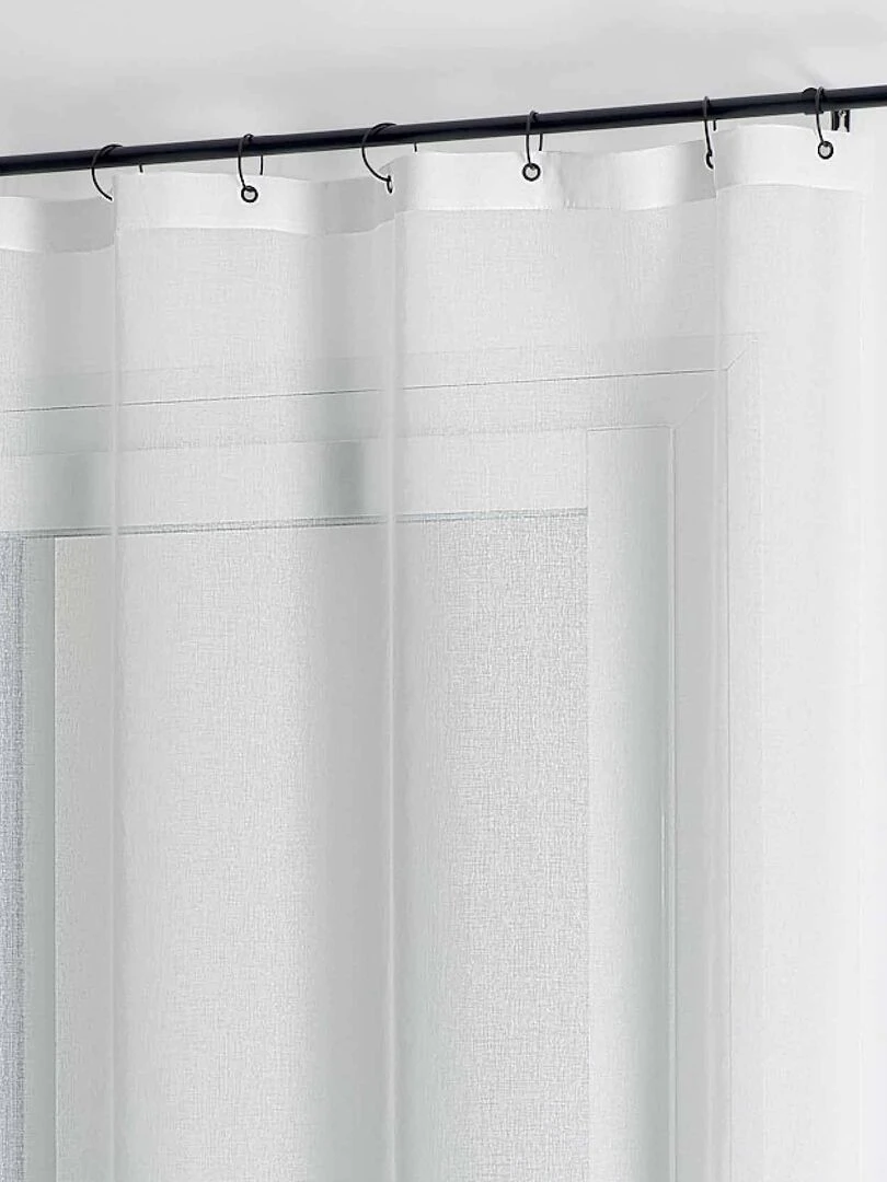 Voilage à anneaux noirs amovibles   Blanc cassé