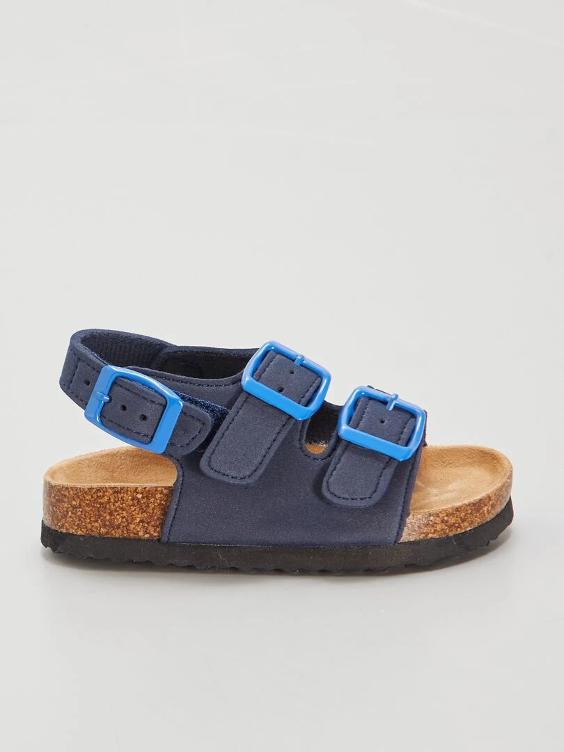 Sandales avec brides à scratch à la cheville Bleu marine