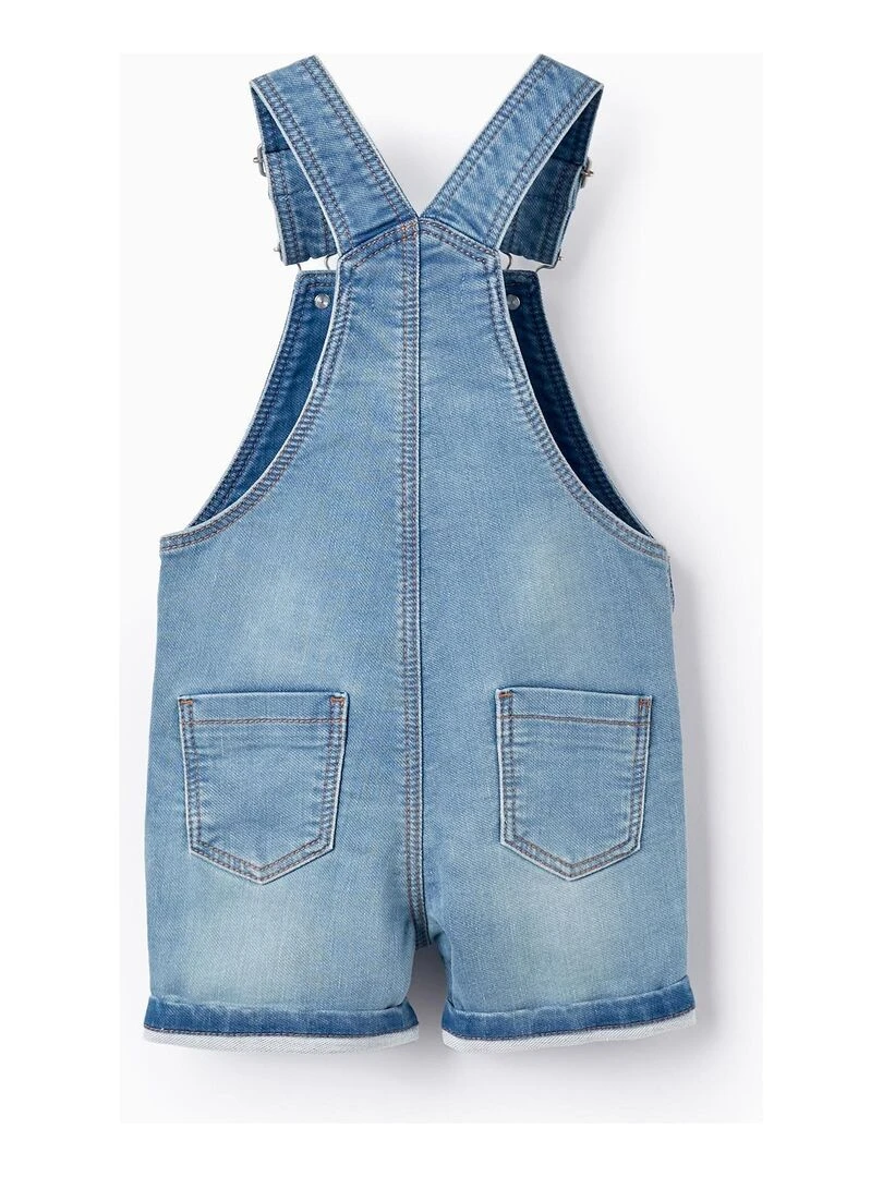Salopette Courte en Denim pour Bébé Garçon Bleu clair