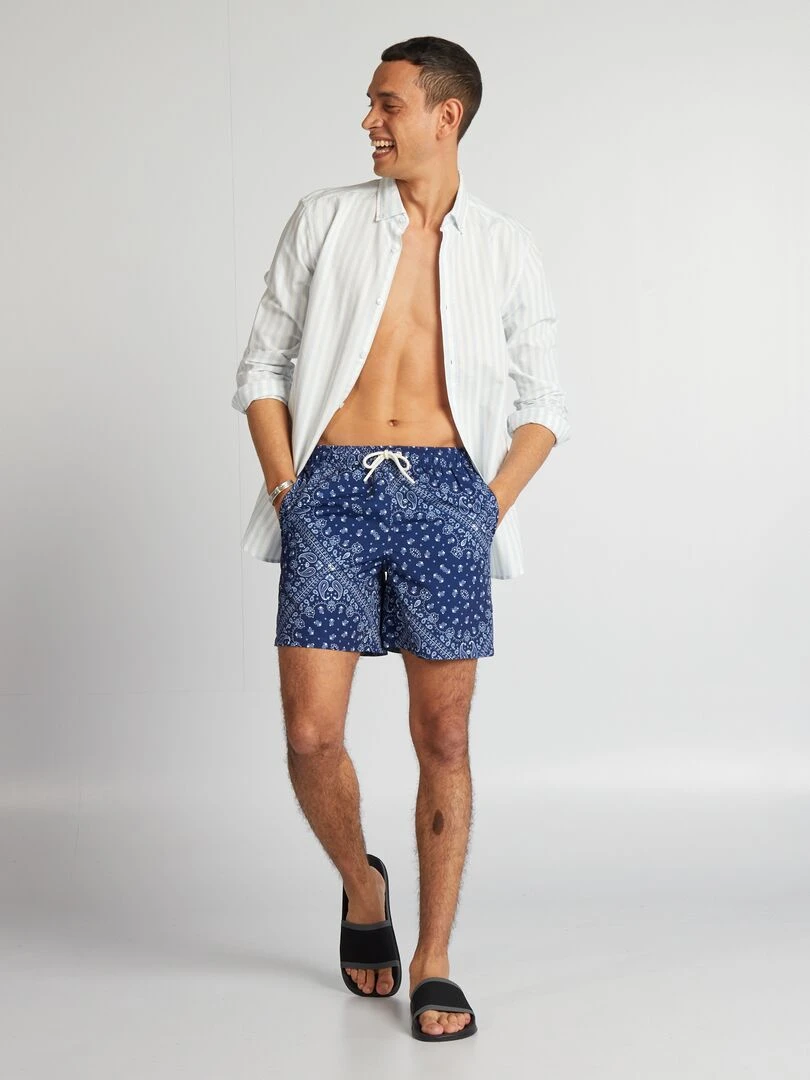 Short de bain avec imprimé Bleu/blanc