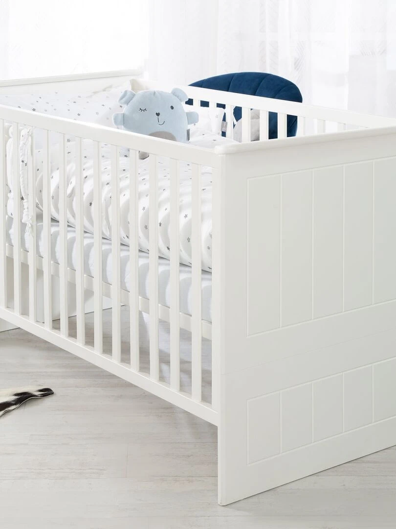ROBA Lit bébé évolutif "Sylt" 70x140 Convertible Hauteur Réglable 0 à 7 Ans Blanc Blanc