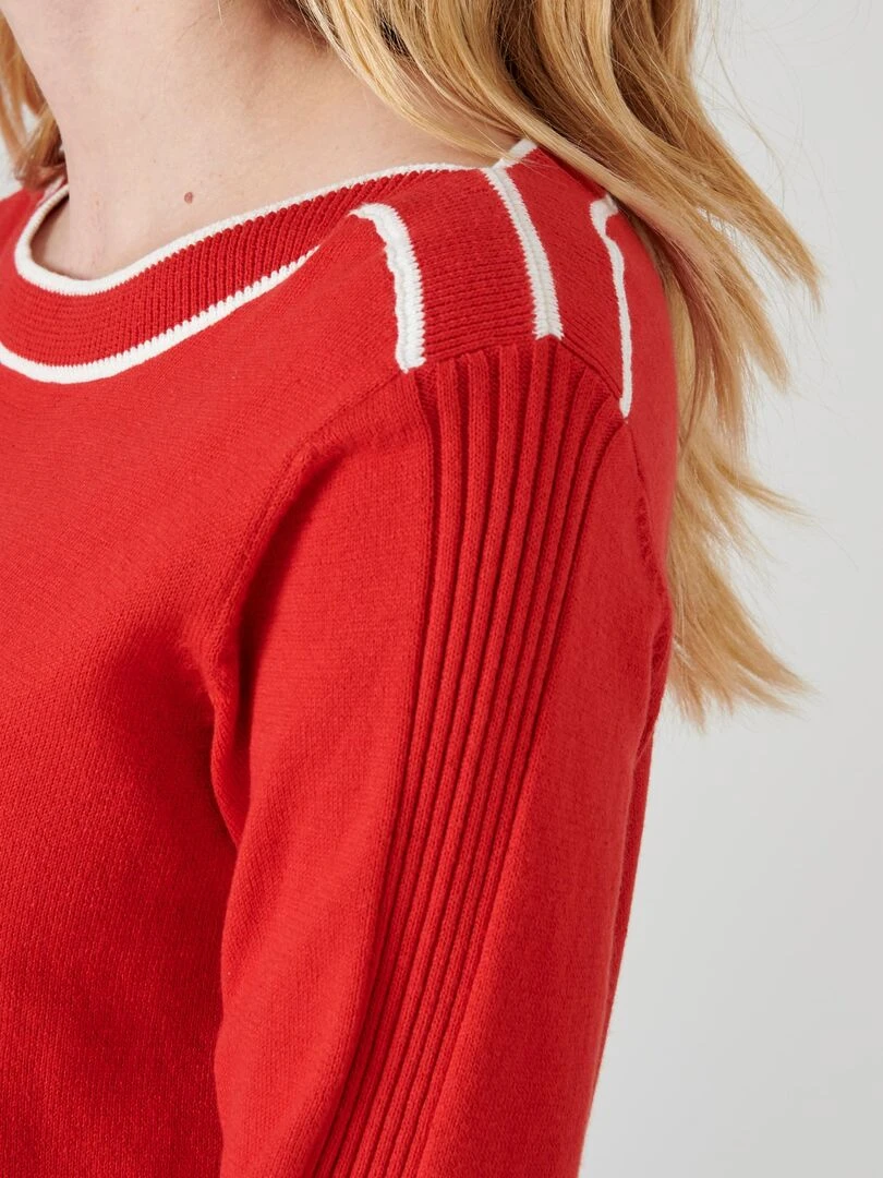 Pull rayures et côtes Damart Blanc Rouge Blanc