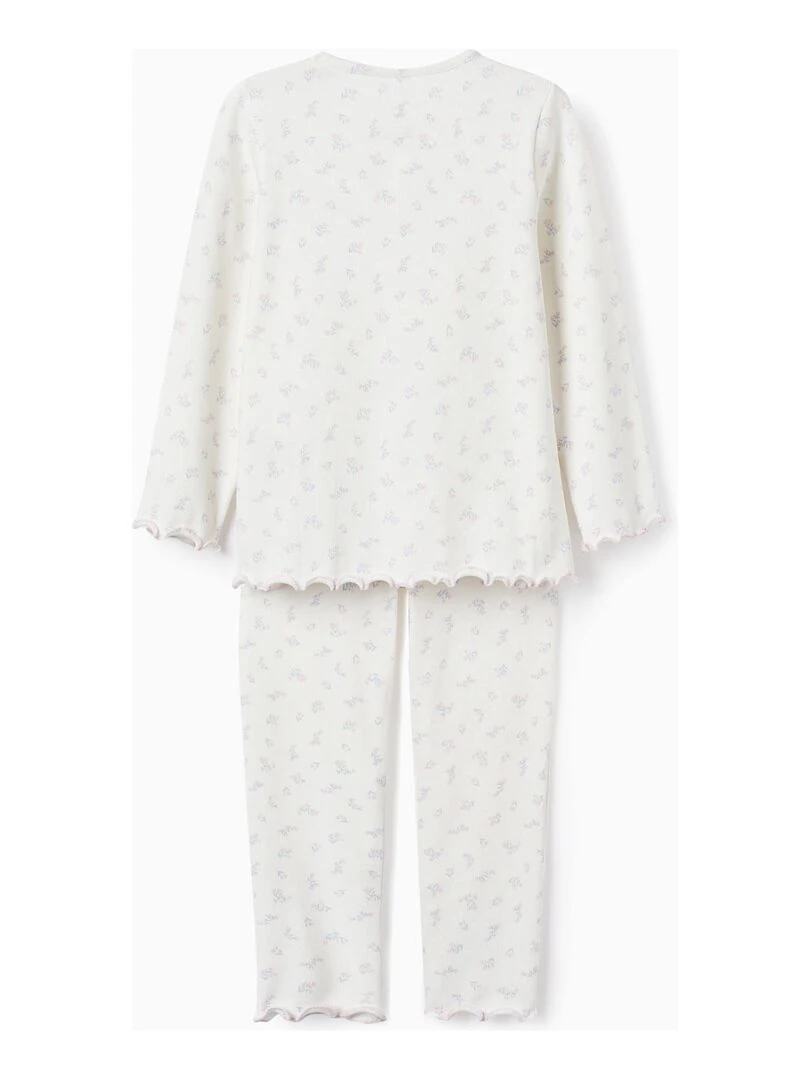 Pyjama côtelé avec motif floral pour fille manches longues ESSENTIALS LINE Blanc