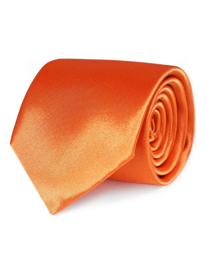 Cravate Satin Unie Fabriqué en Europe Orange