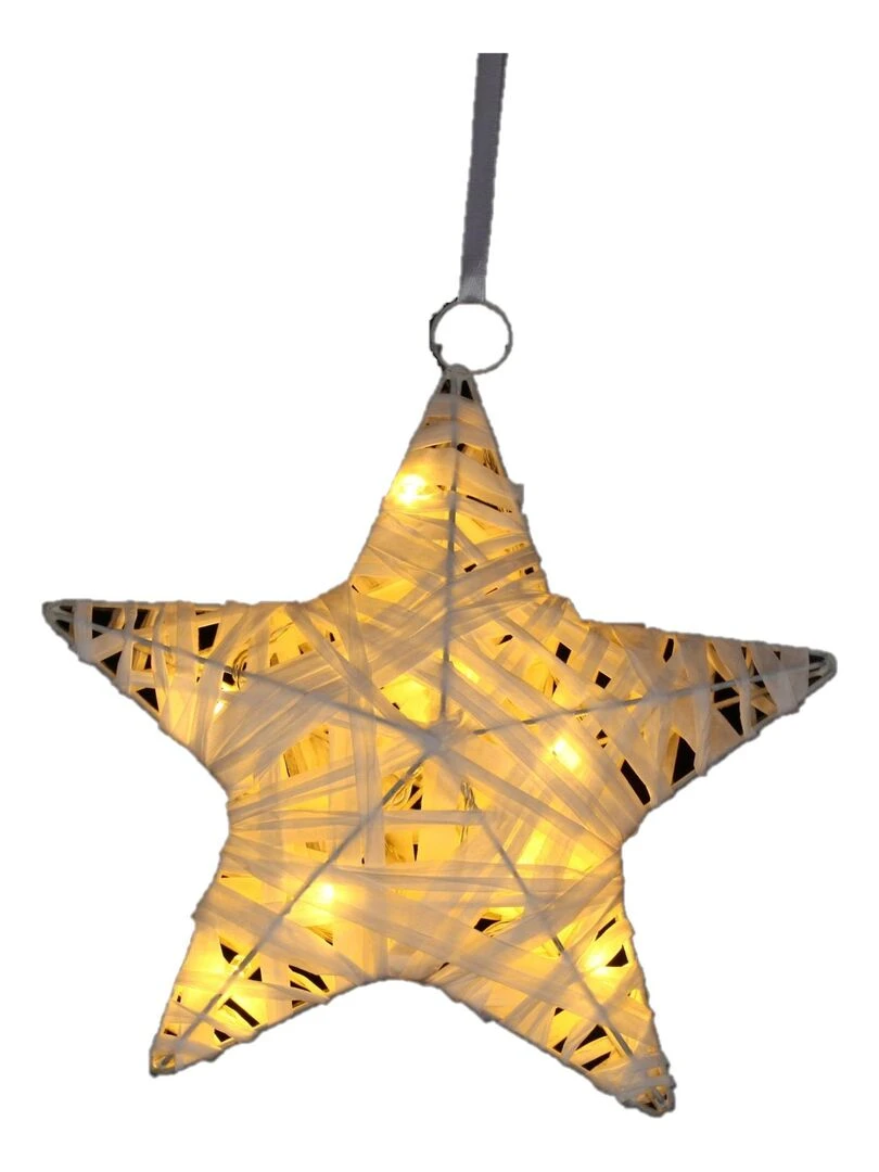 Suspension Etoile lumineuse en rafia Jaune
