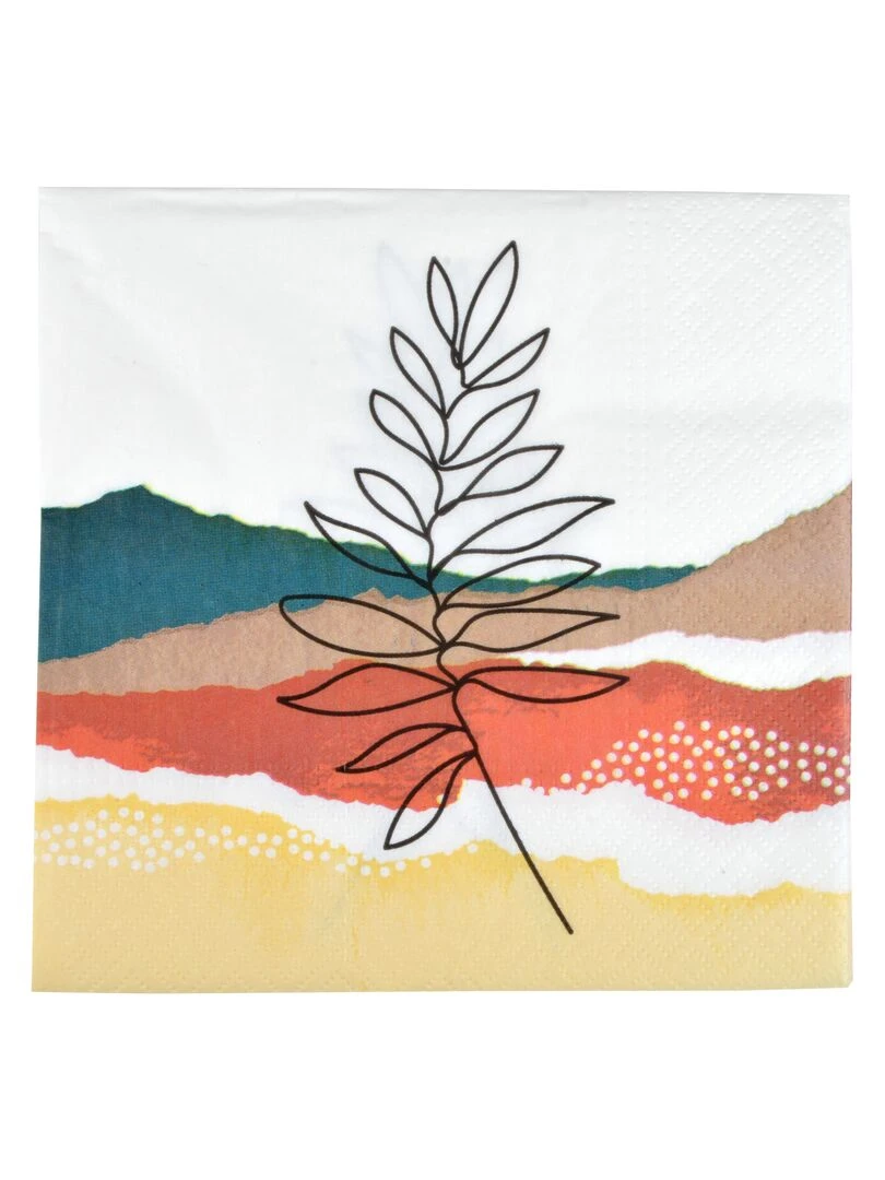 Lot de 20 serviettes en papier Fleurs abstraites Beige