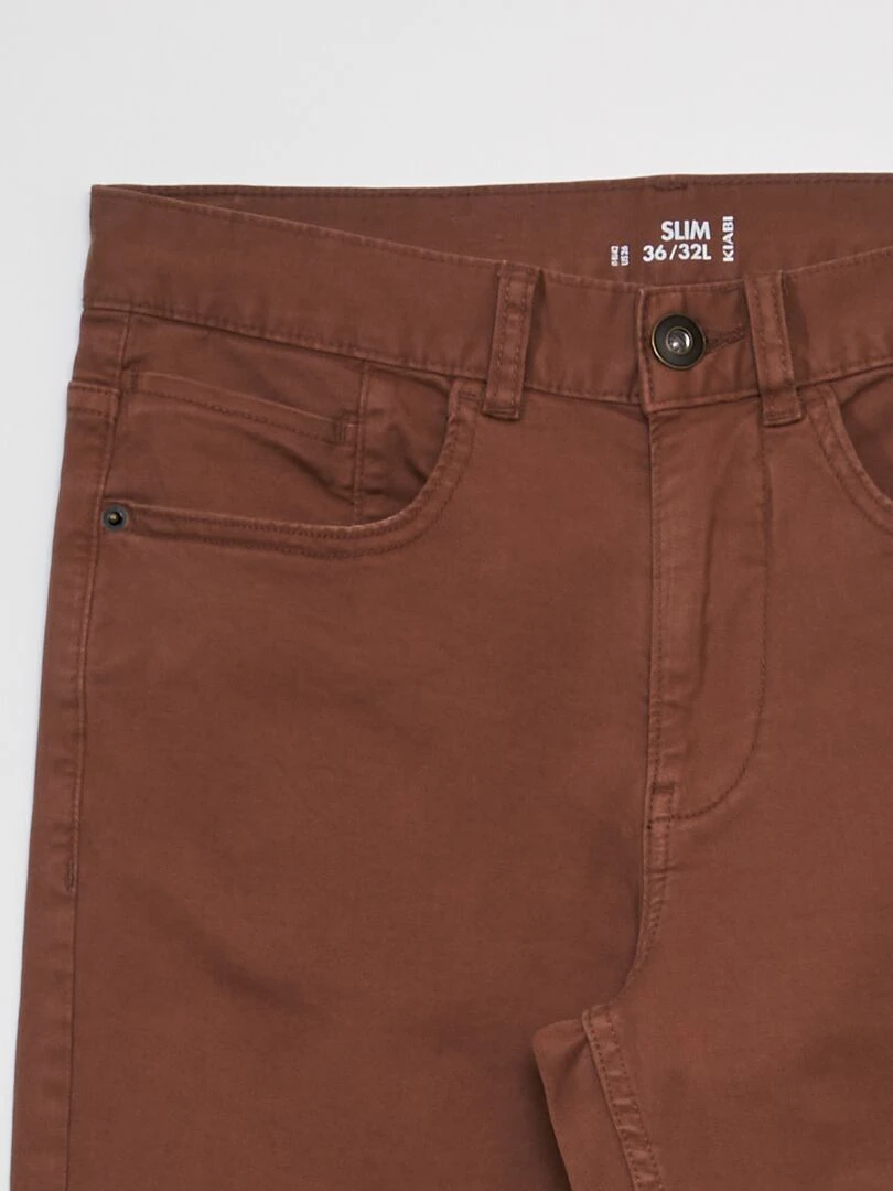 Jean slim 5 poches   L32   Marron
