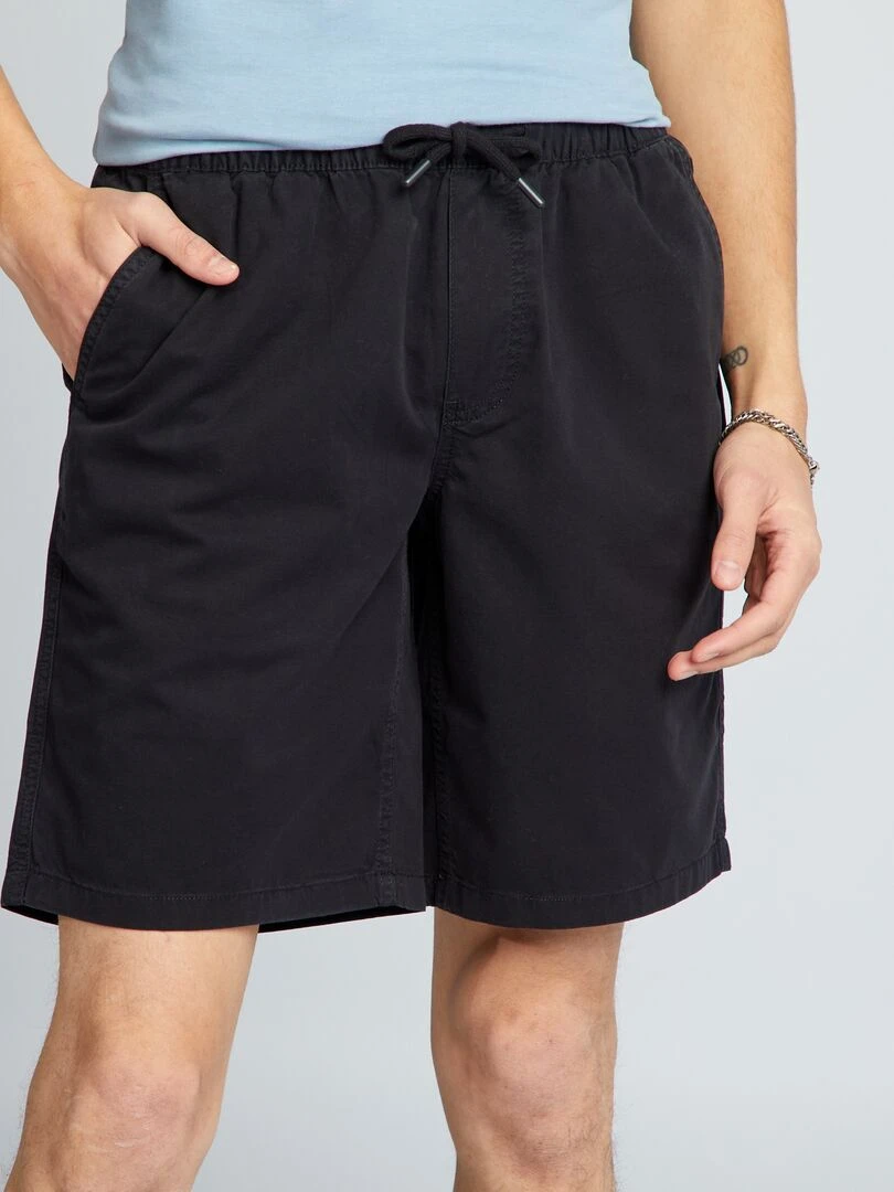 Short élastique en coton noir