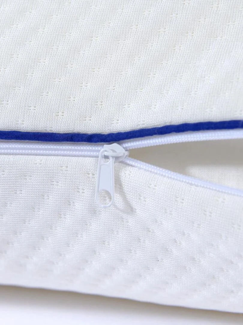 Bleu Câlin   Oreiller ergonomique mémoire forme bio   Blanc