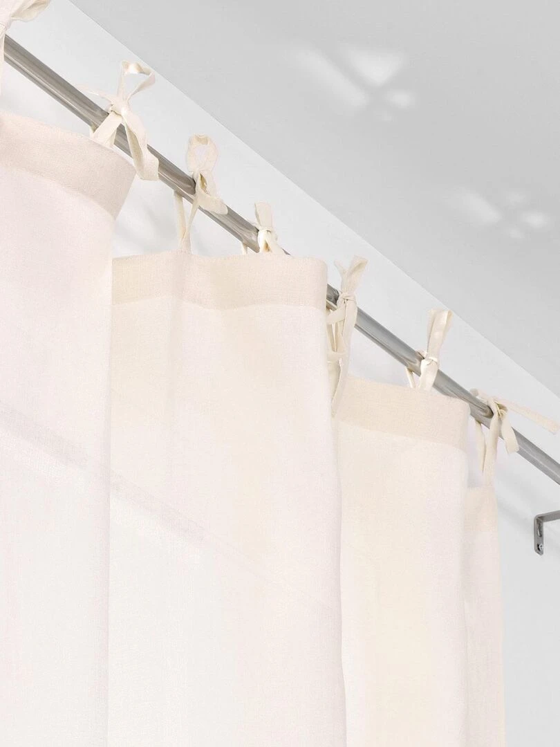 Voilage à nouettes en 100% lin   Blanc cassé