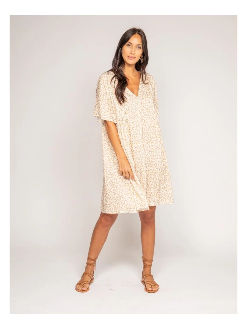 Robe courte motifs IRMIS   Beige