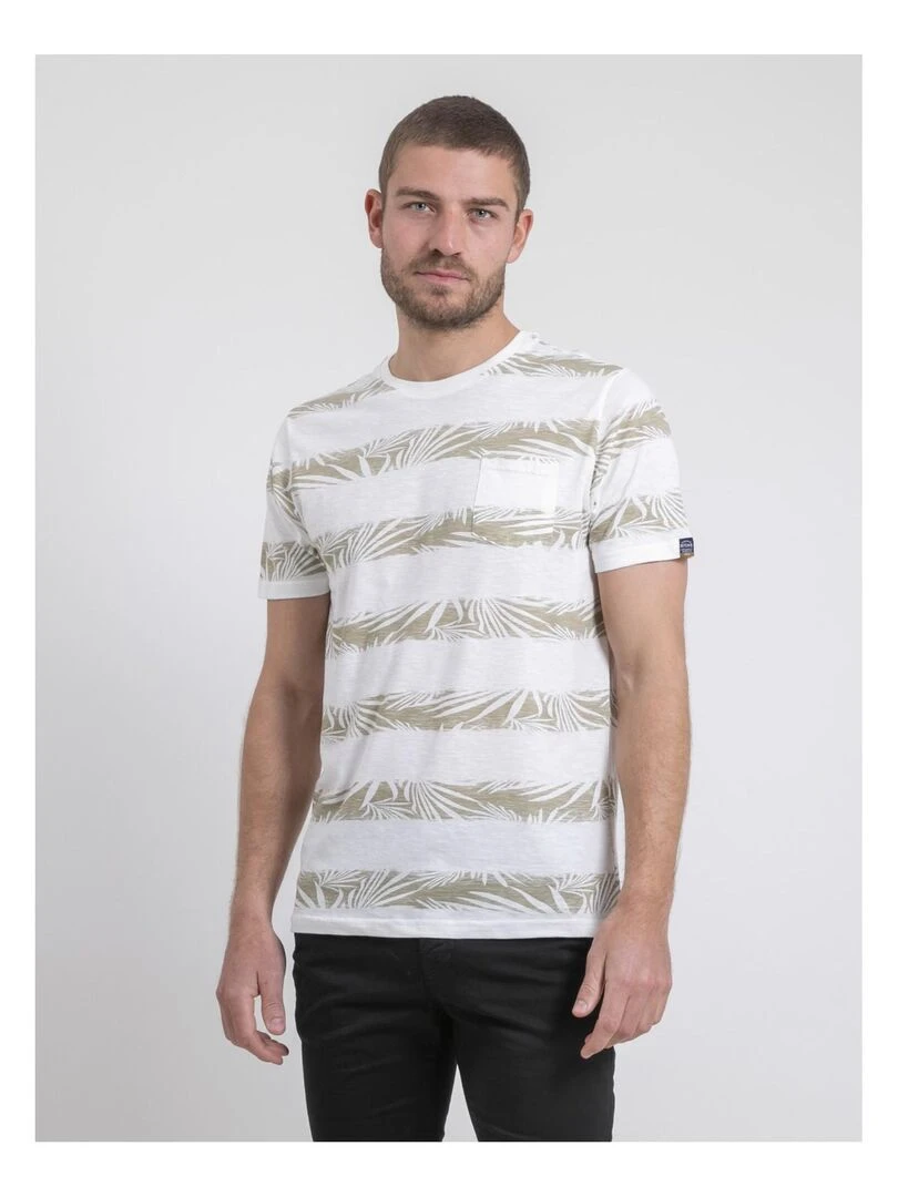 T shirt col rond pur coton NADILAND Ecru