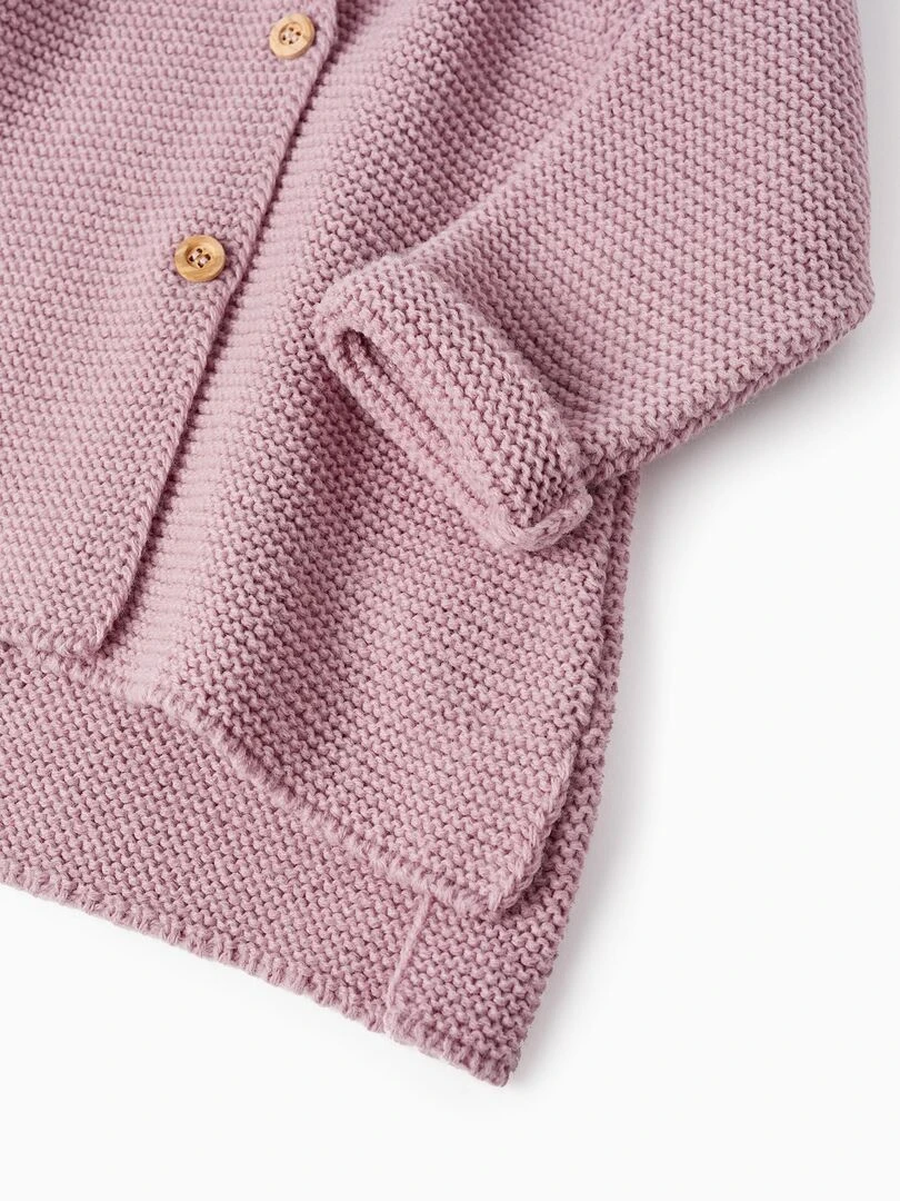 Manteau en Maille avec Capuche et Pompon pour Bébé Fille  SICILIAN DAYS   Rose foncé