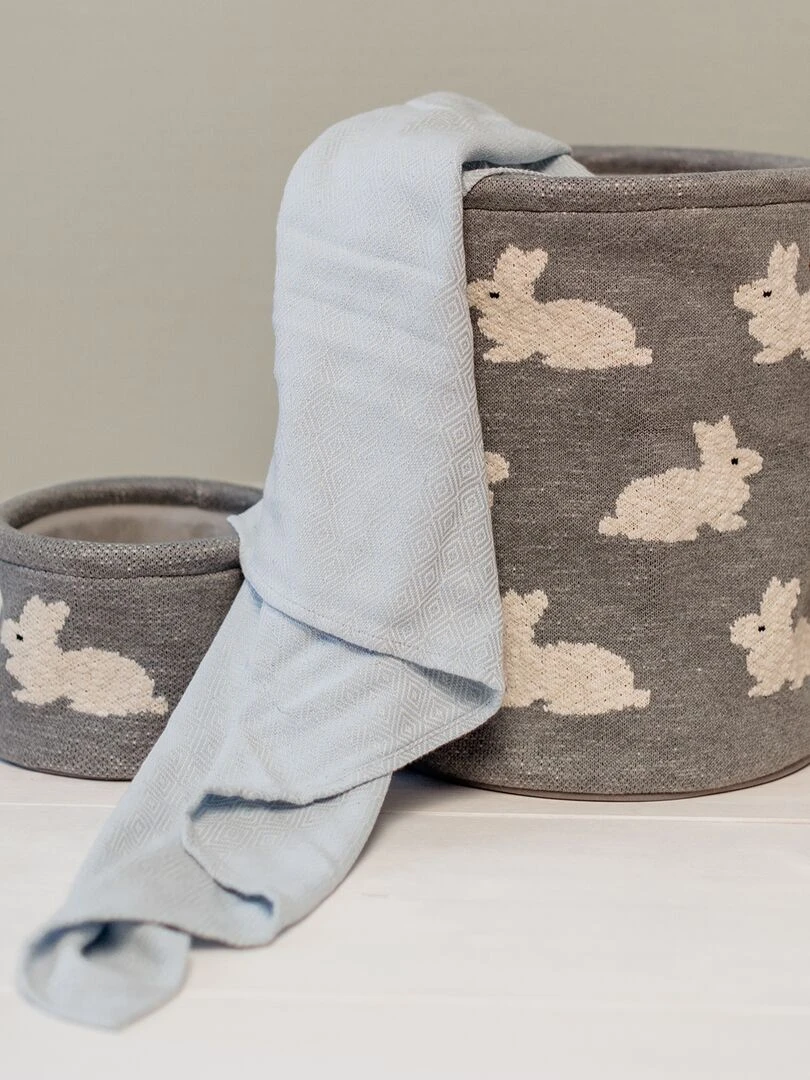 Petit panier de rangement en coton   Gris clair