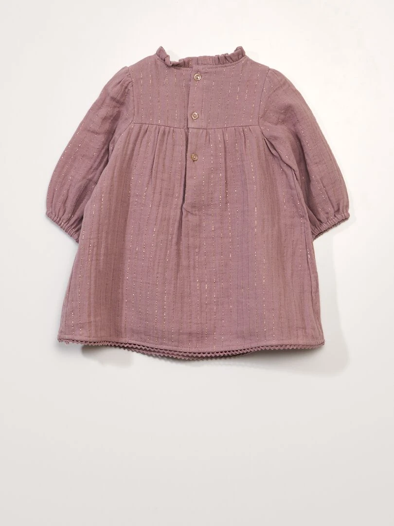 Robe en gaze de coton + collants   2 pièces   Rose