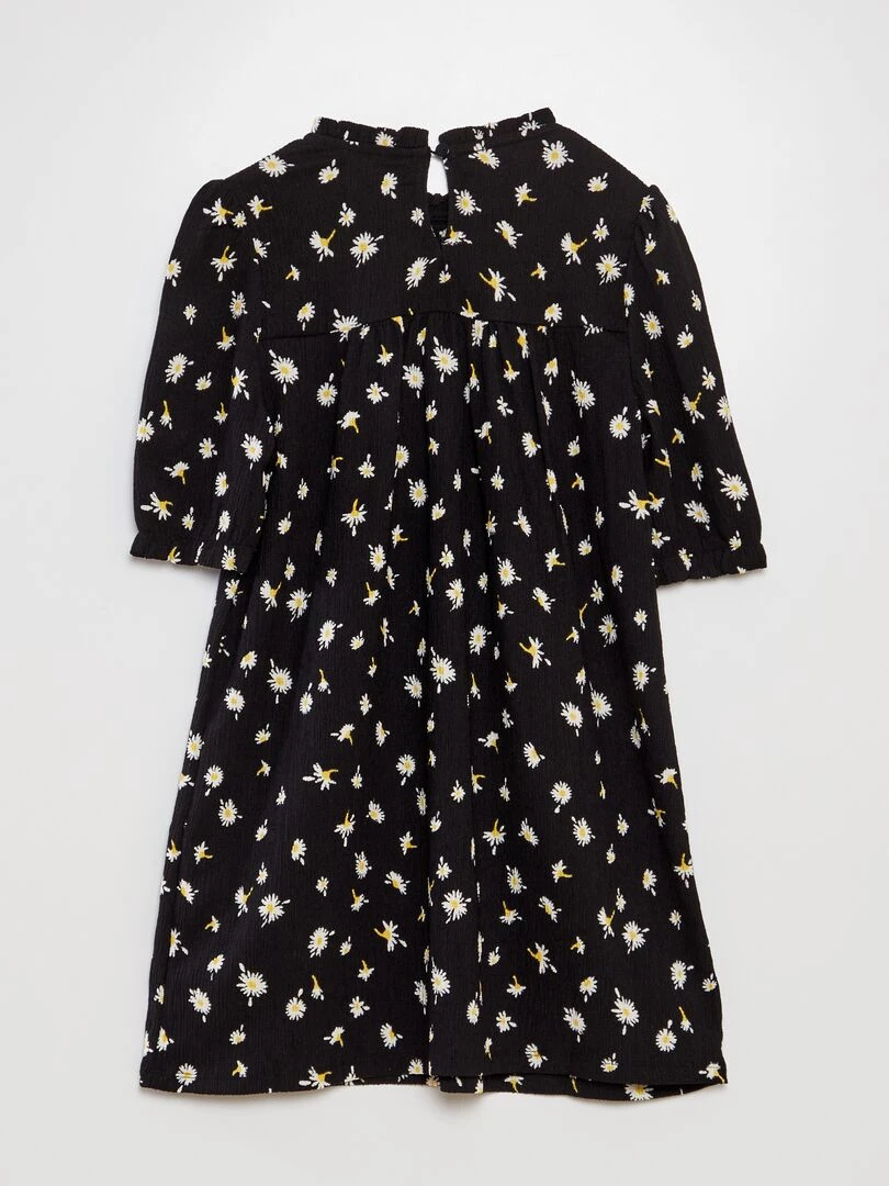 Robe courte imprimée en maille crêpée Noir
