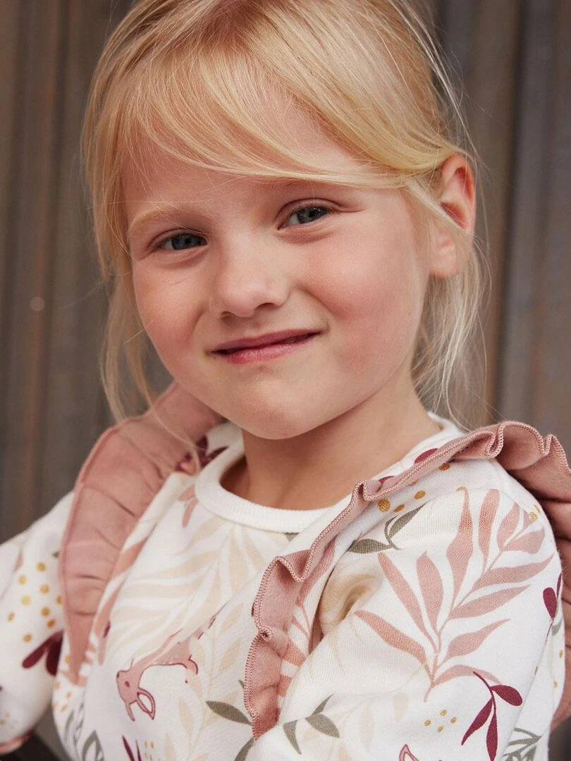 Sweat shirt enfant en molleton Oprah   Ecru