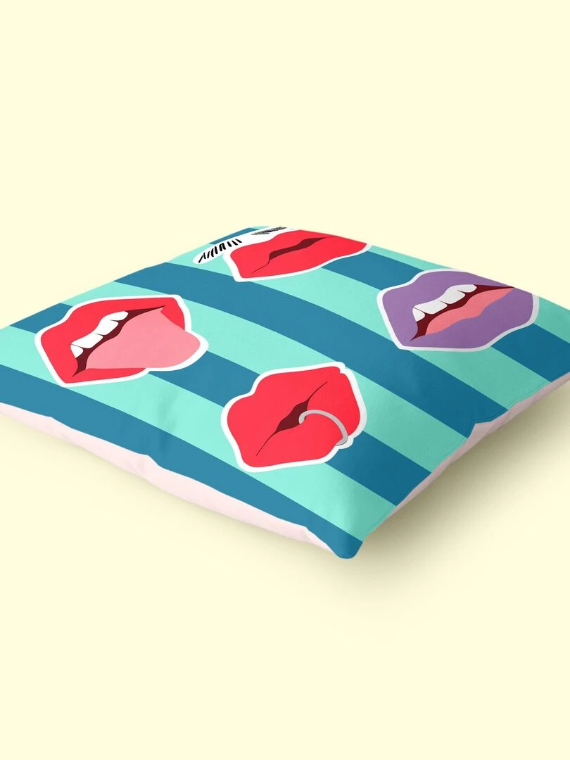 Housse de coussin décoratif Lips "Happyfriday"   Blanc