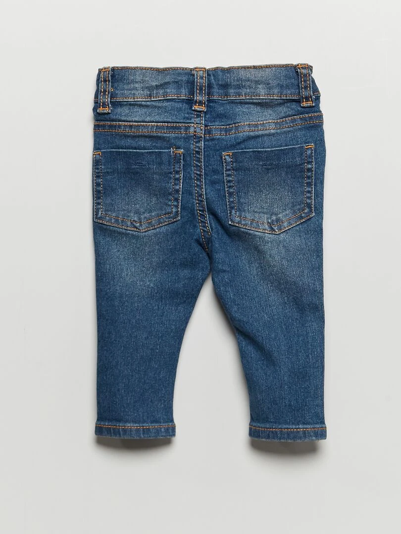 Jean slim stretch à taille ajustable Bleu foncé