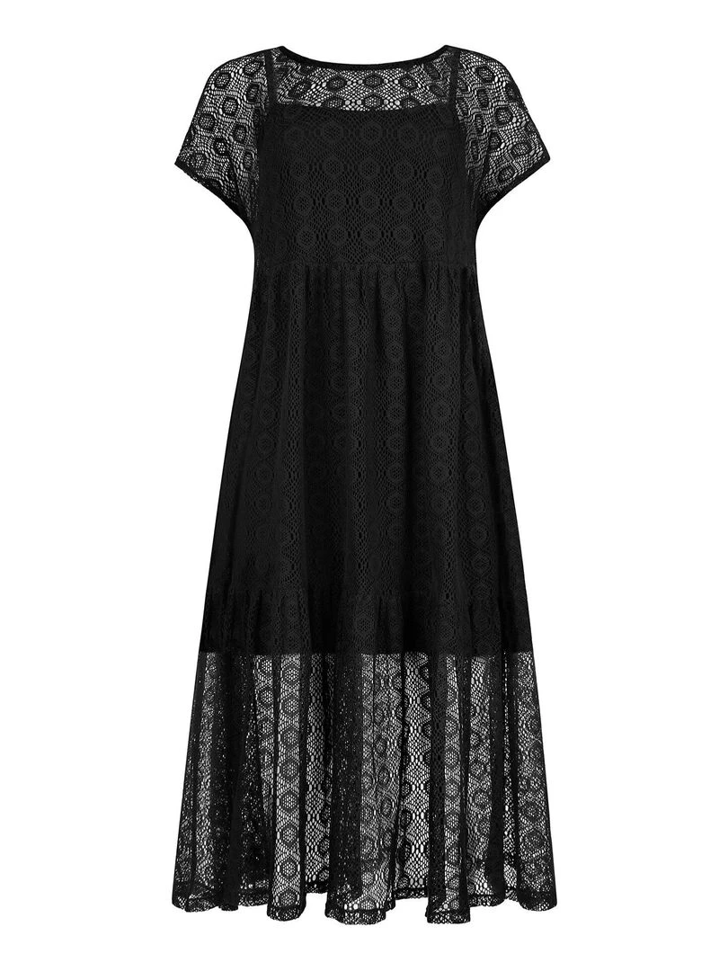 Robe longue estivale manches courtes Rimini   Noir