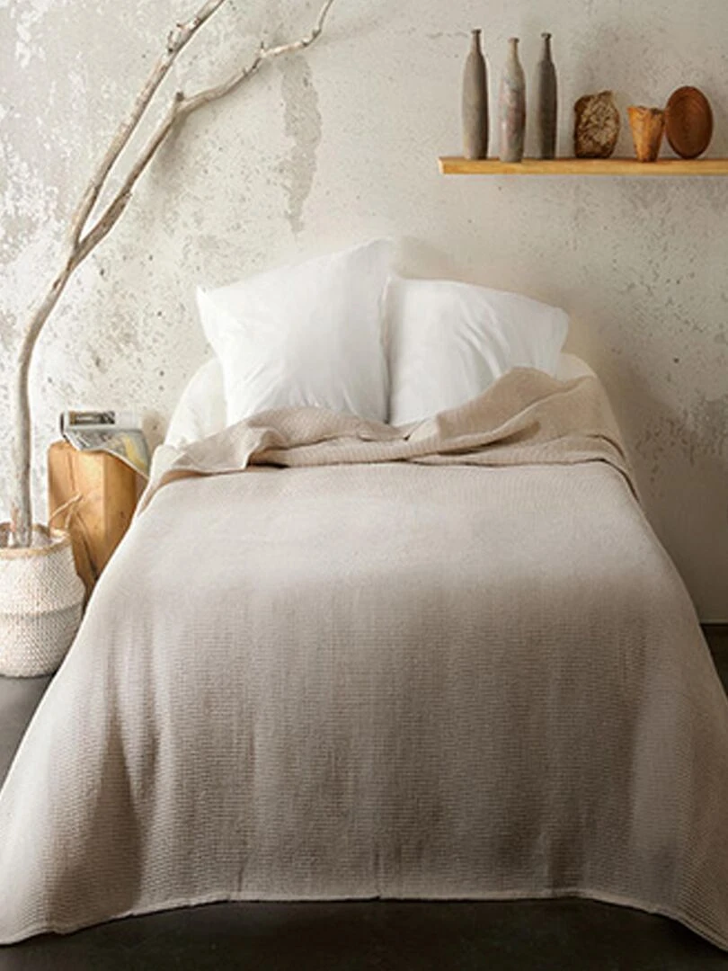 Plaid en nid d'abeille   Beige