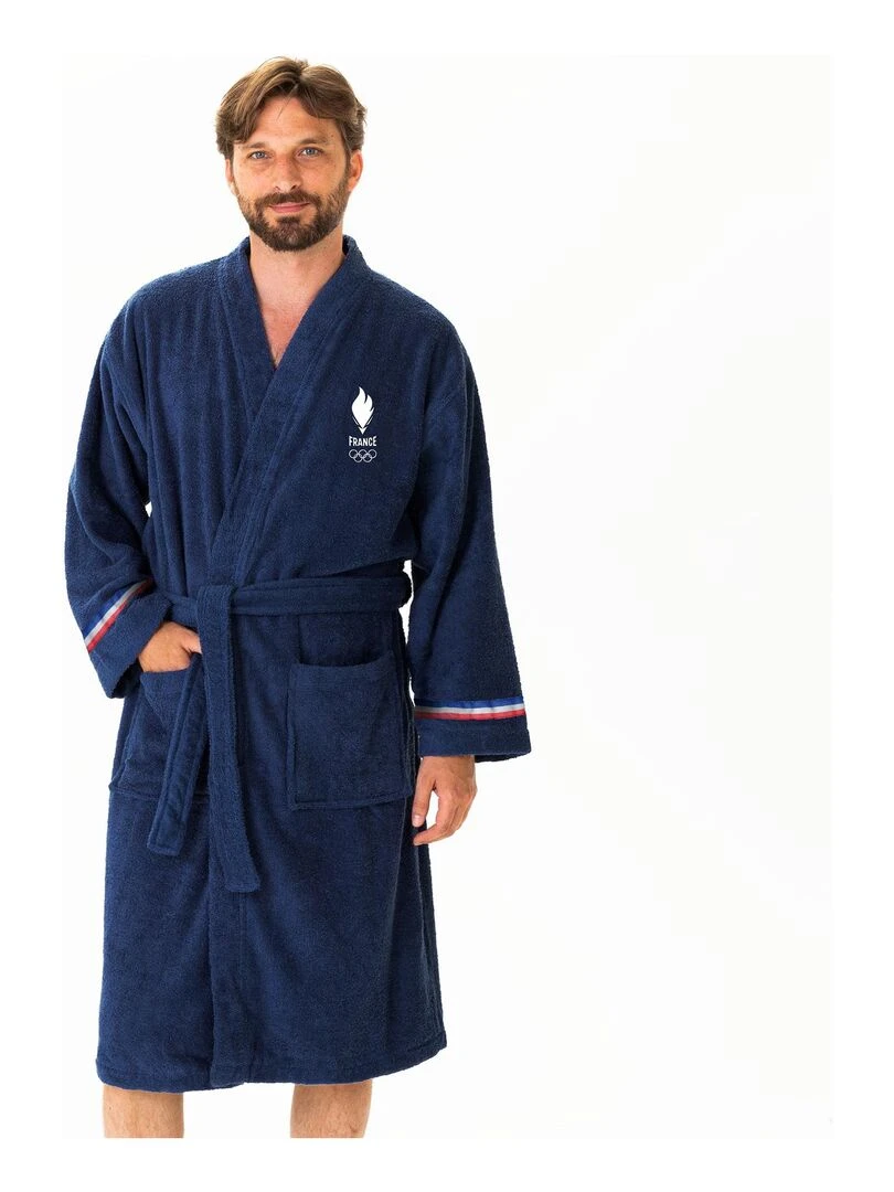 Peignoir adulte 100% coton PARIS 2024 EQUIPE DE FRANCE OLYMPIQUE COQ Bleu marine