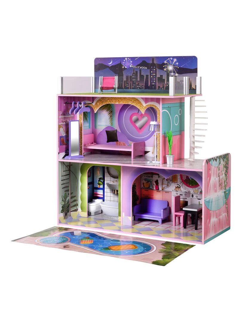 Maison de poupée en bois enfant 3 étages avec 16 accessoires Dreamland Sunset Olivia’s Little World N/A