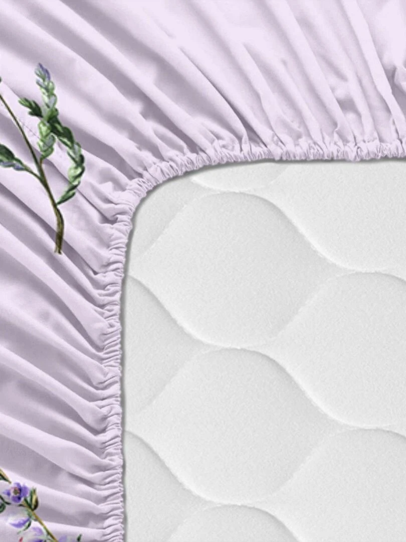 Drap housse Lavanda "Happyfriday"   Blanc