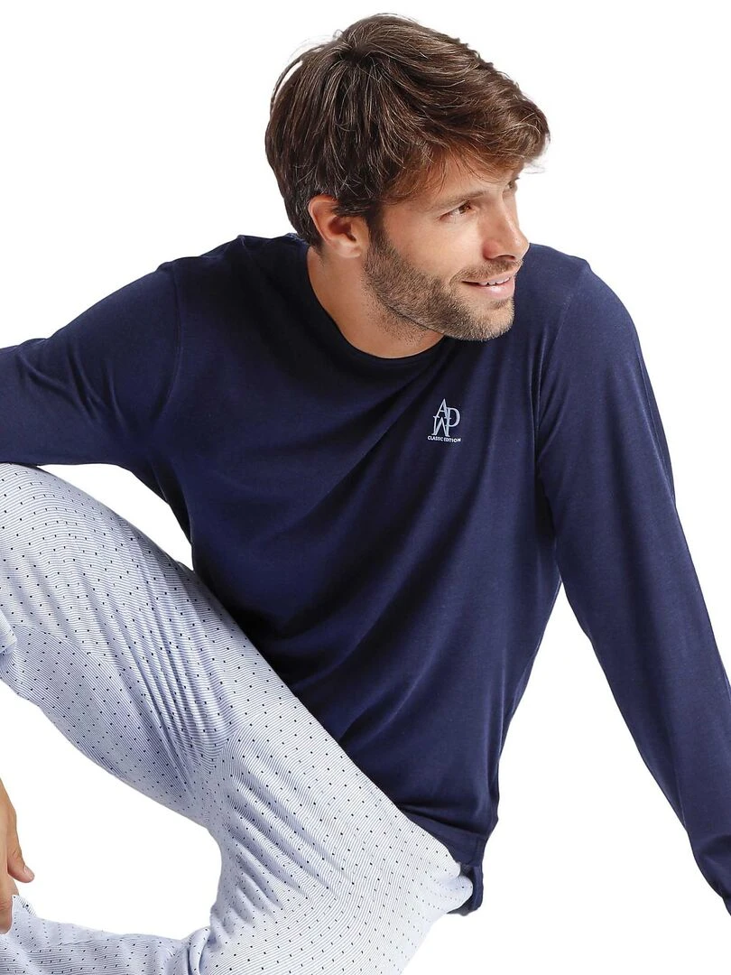 Pyjama pantalon top manches longues Stripes And Dots   Bleu