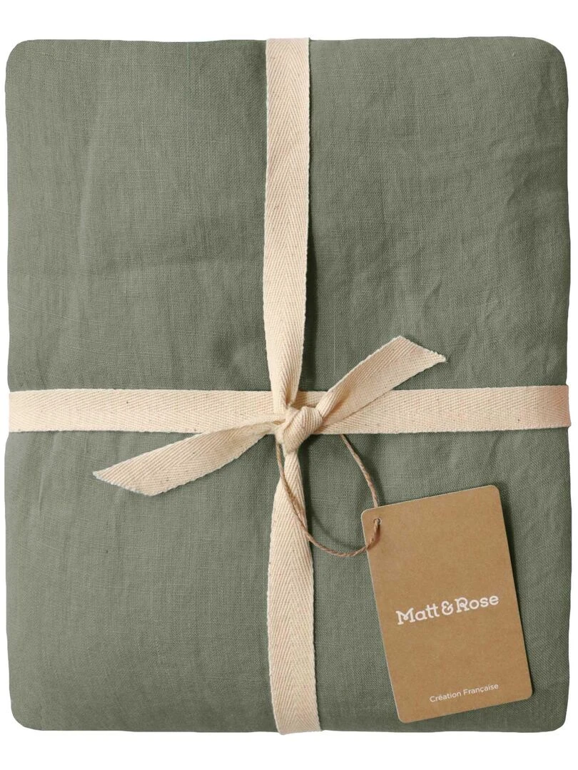 Drap housse uni en lin LIN LAVÉ Vert clair