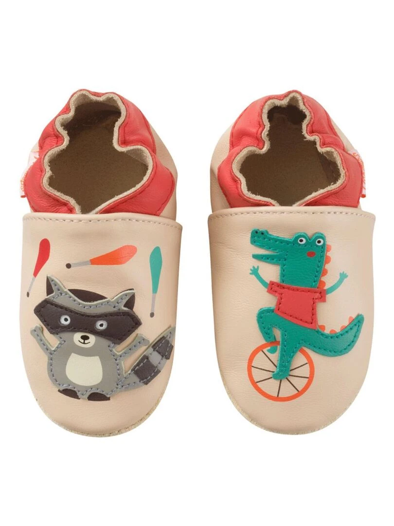 Chaussons bébé cuir souple Rose et Arthur sous le chapiteau Beige