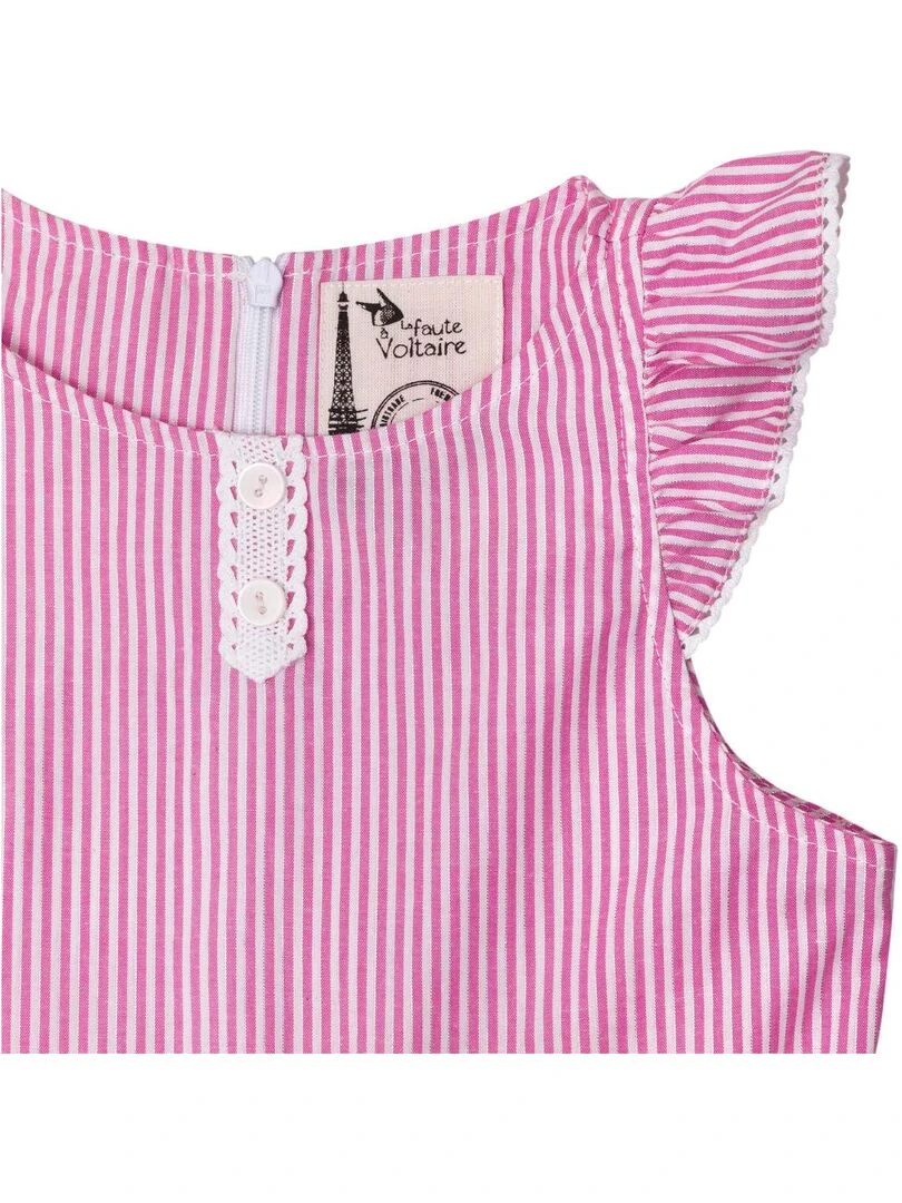 Robe Qui Tourne   Fines Rayures Rose  HEPBURN   La Faute à Voltaire   Rose