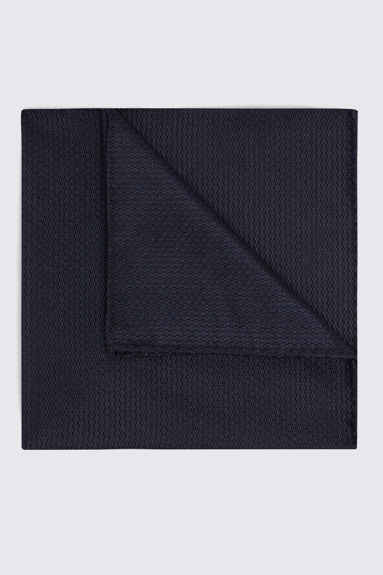 Navy Silk Semi-Plain Pocket Square Buy Online at Moss