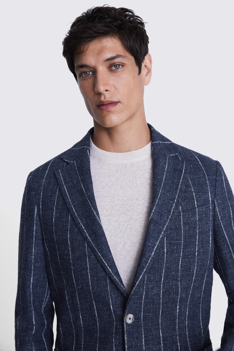Slim Fit Navy Check Jacket   Buy Online at Moss