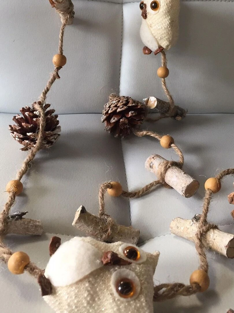Guirlande en bois avec hiboux Marron foncé