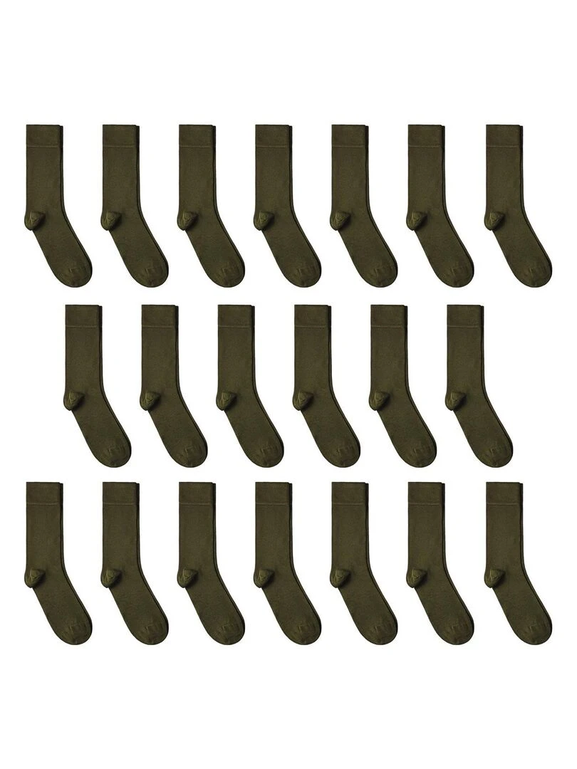 Chaussettes Jersey Coton Lot 20 Paires Fabrication UE Kaki