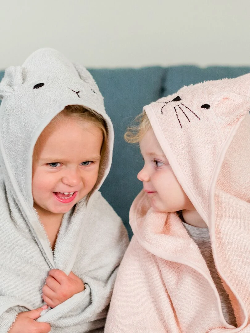 Cape de bain lapin en coton   Gris