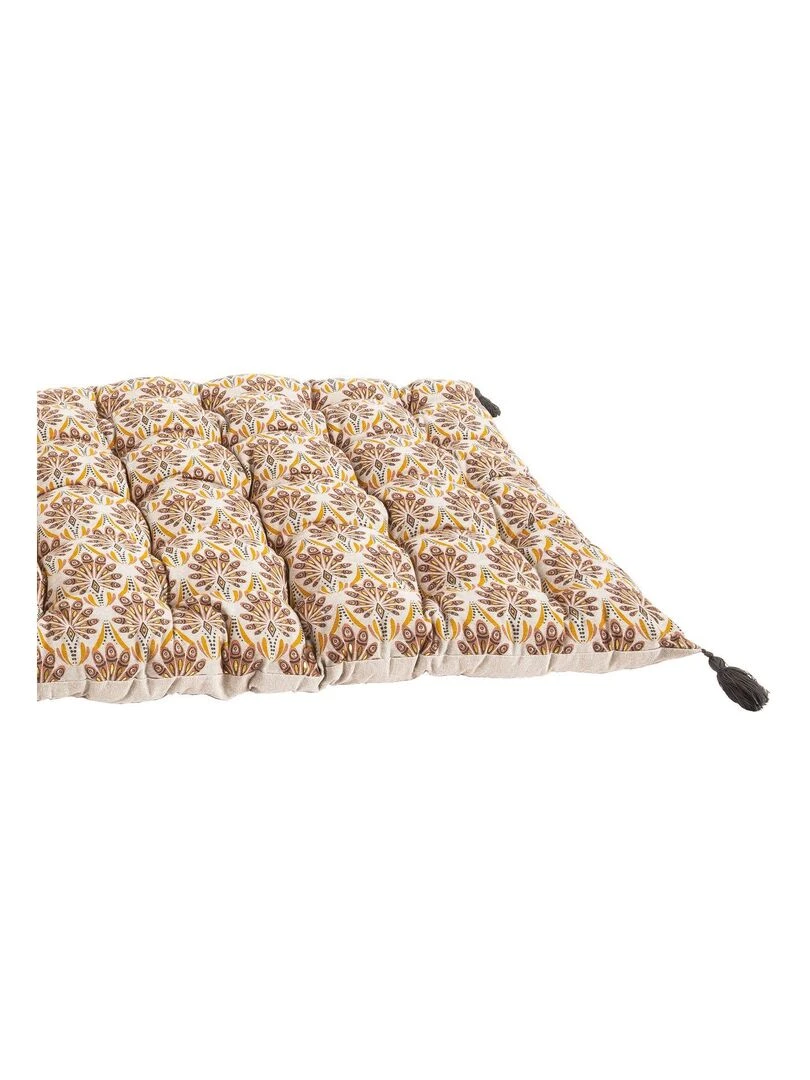 Long coussin en coton avec avec pompons PEACOCK 'Deko&co' Blanc Marron