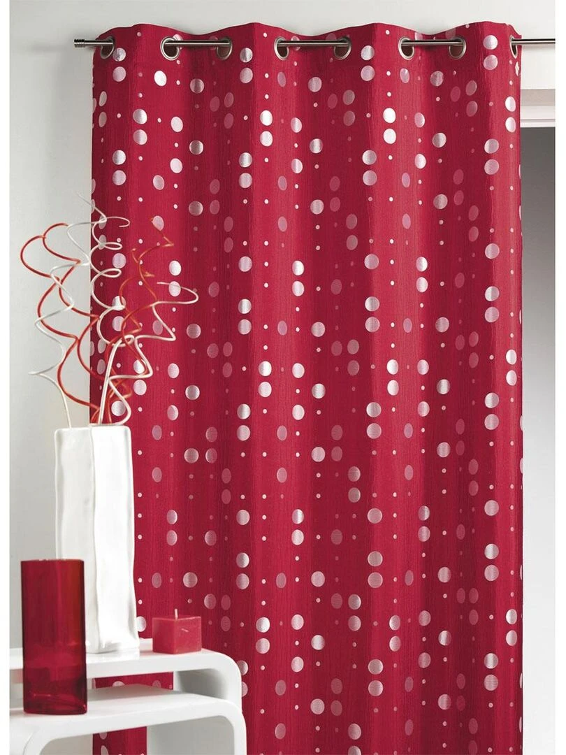 Rideau en jacquard froissé à imprimés "rond" Rouge brique