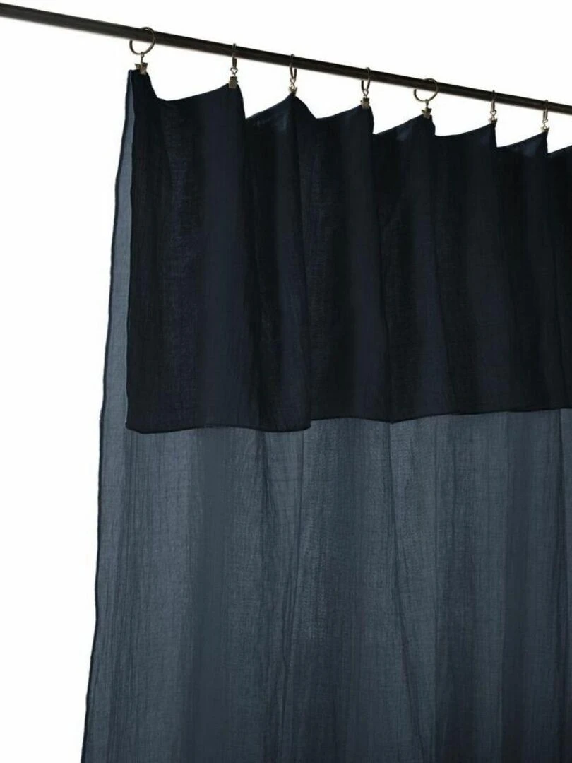 Rideau Ajustable 140x300 cm Gaze de Coton Bleu nuit