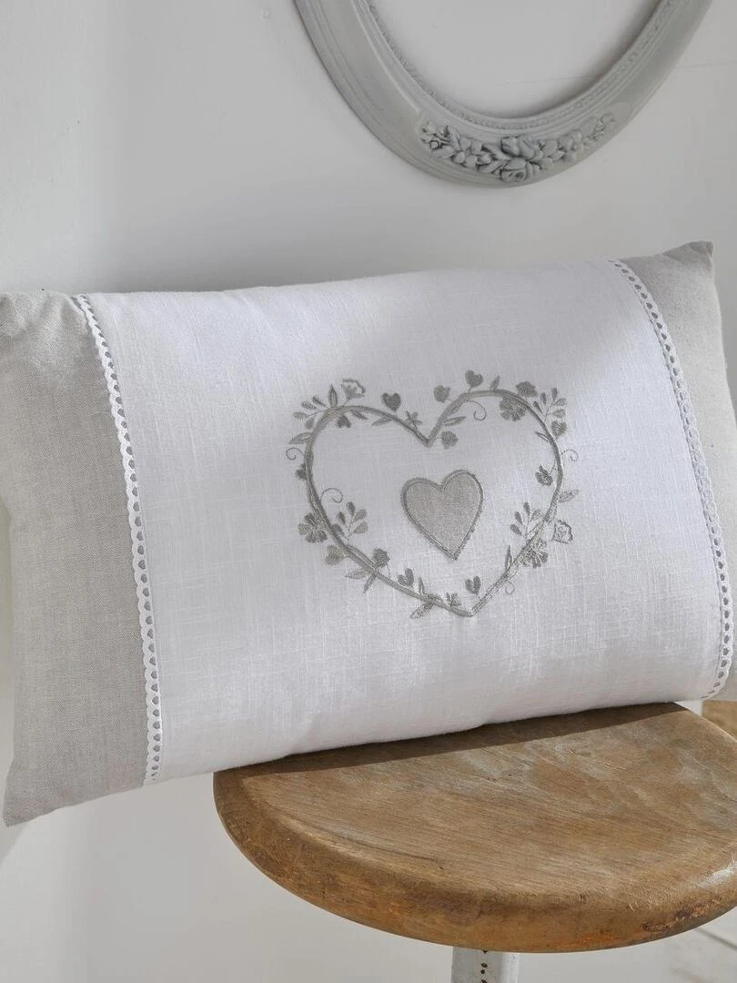 Coussin déhoussable avec broderie 'CHARME' 'TODAY' Gris clair