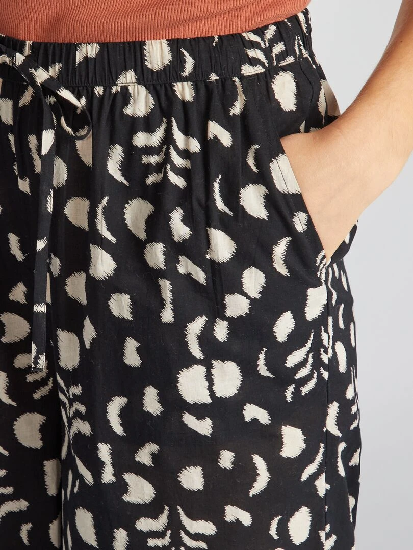 Pantalon large en voile de coton   Noir