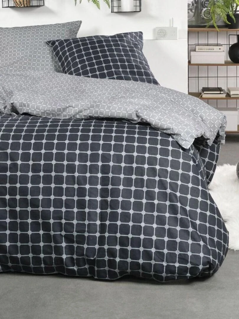 Housse de couette 220x240 Crazy 3.14 + 2 taies Gris