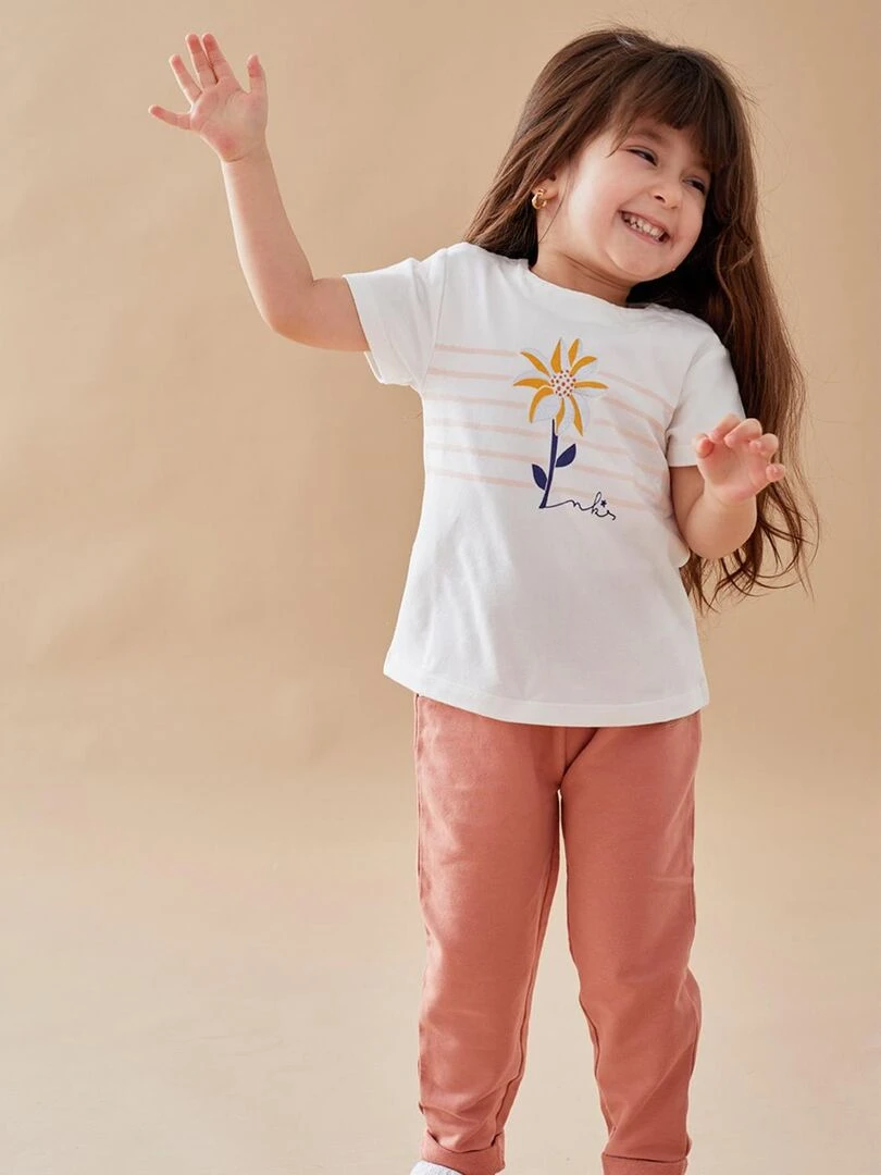 T shirt fleur à courtes manches Noukie's Blanc
