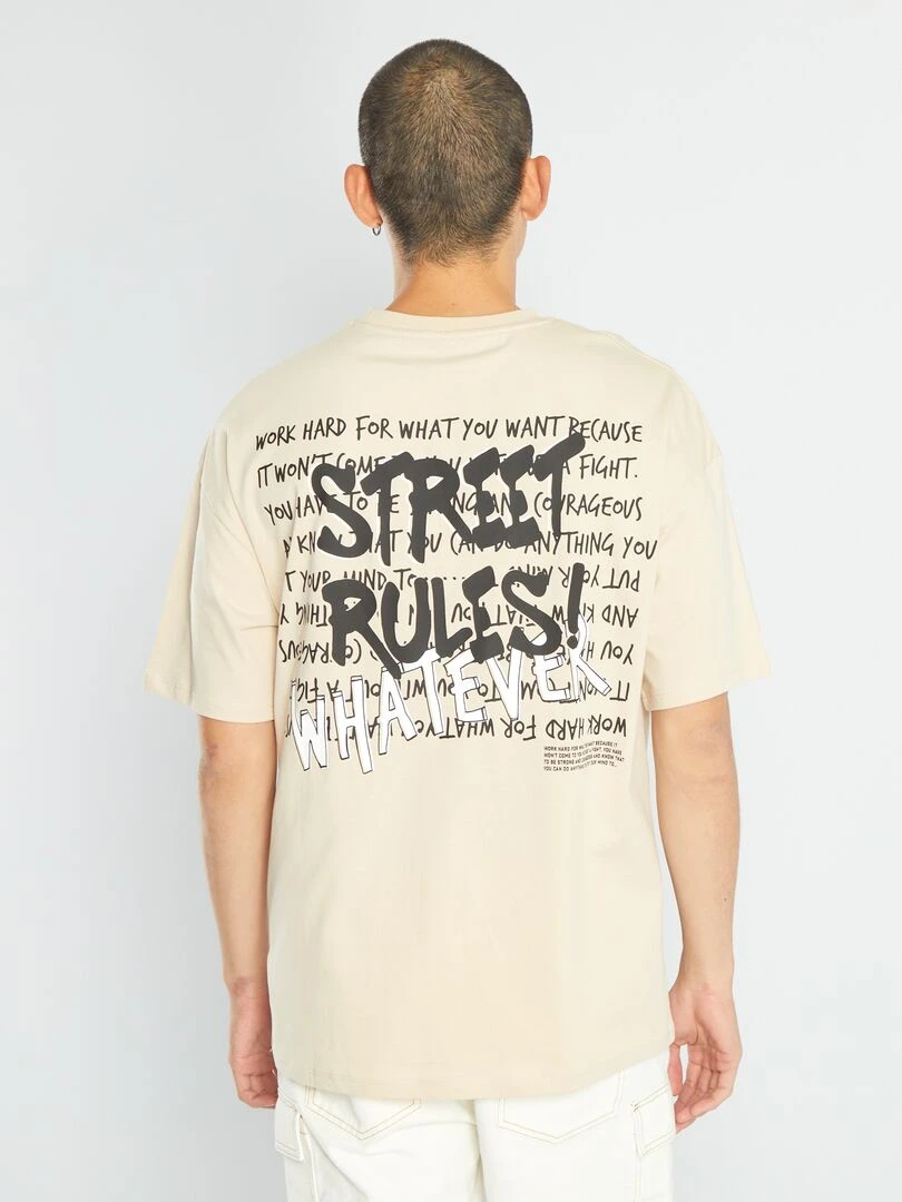 T shirt en jersey à manches courtes   Beige