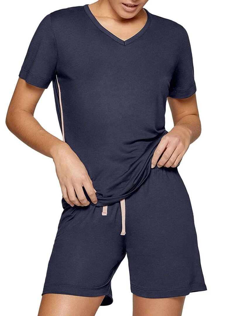 Pyjama court Travel Soft premium Bleu