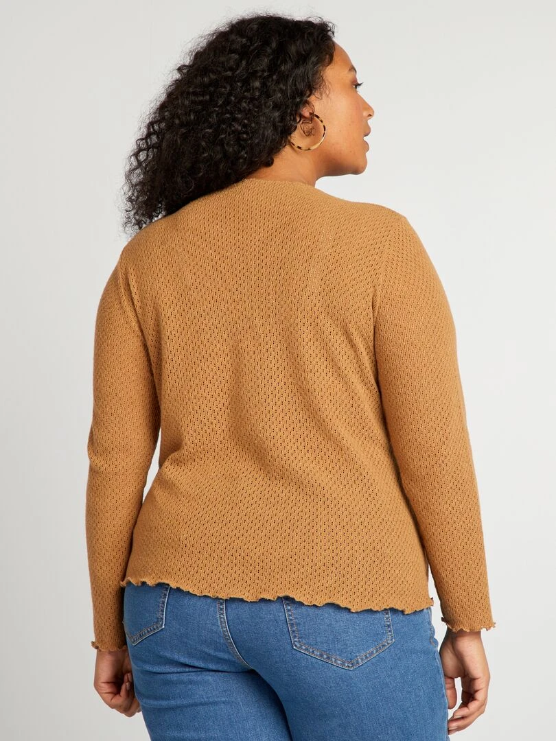 T shirt en maille ajourée   Marron